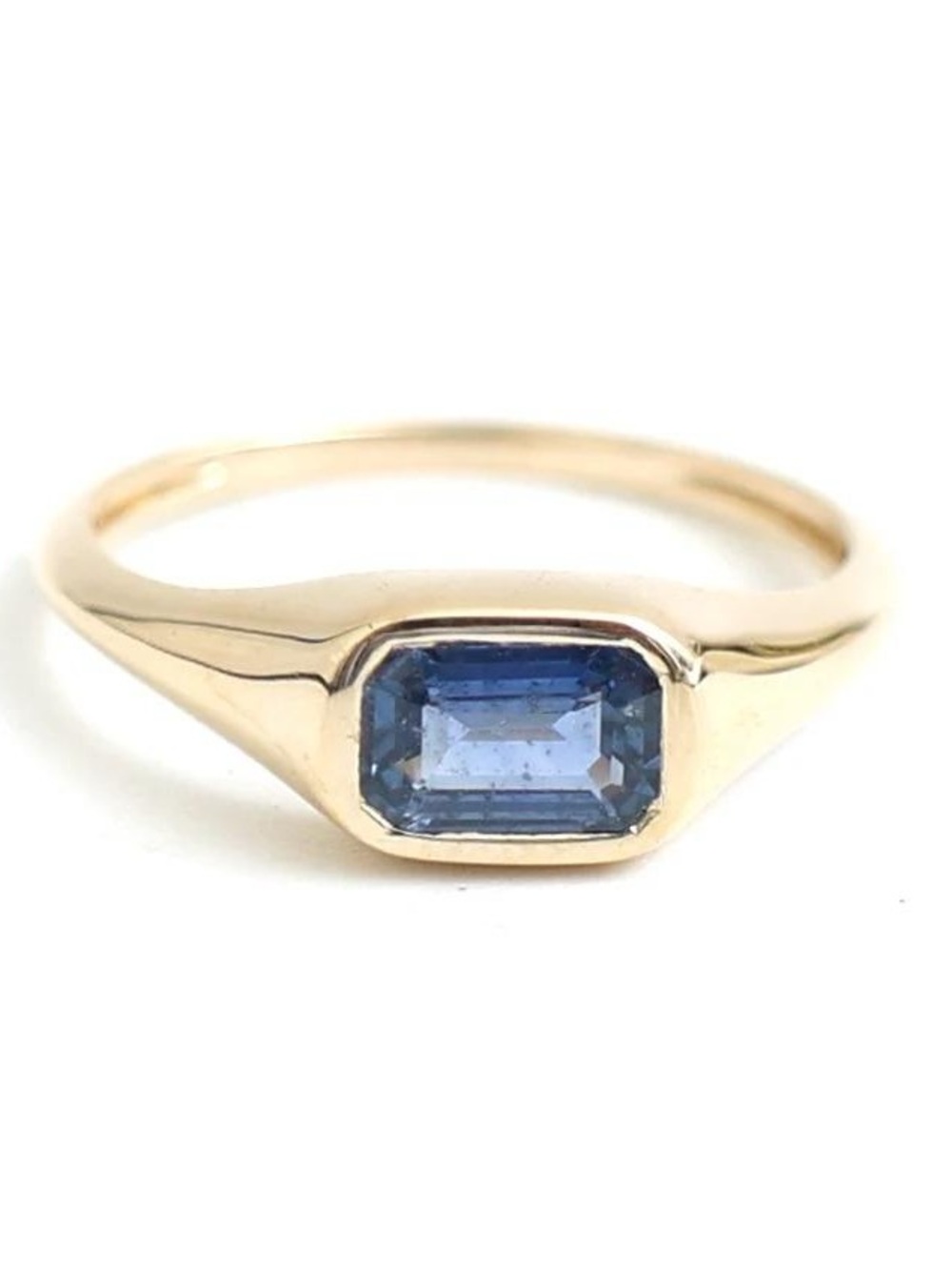 14K Real Solid Yellow Gold Blue Sapphire Ring Size 4